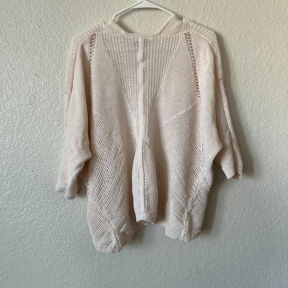 DKNY Crochet Cream Off White Ivory Cardigan Sweater Size Large - Picture 4 of 4